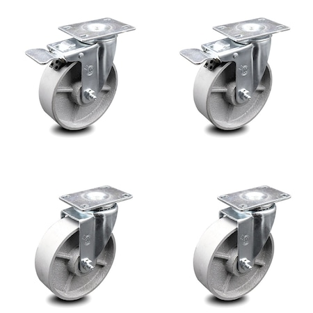 Service Caster 5 Inch Semi Steel Wheel Swivel Top Plate Caster Total Lock Brakes SCC, 2PK SCC-TTL20S514-SSS-2-S-2